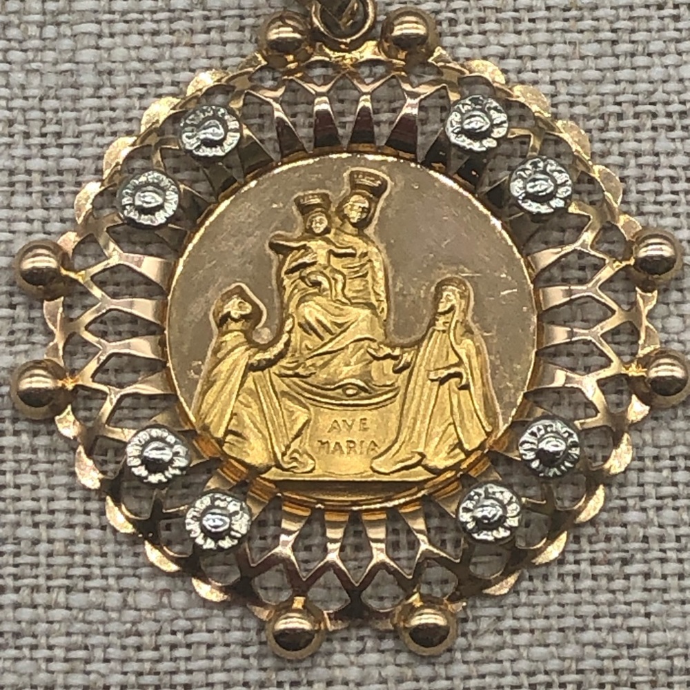 ITALIAN 18k Solid Gold Ave Maria Pendant
